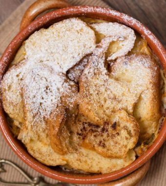 Rasmalai bread and butter pudding