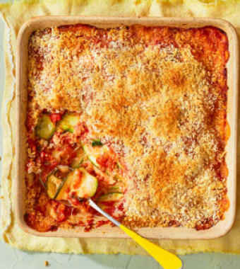 Baked courgette & tomato gratin